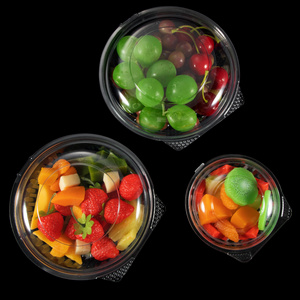 Custom PET Clear Plastic Disposable transparent plastic 12 24 32 48 OZ fruit salad bowl container packaging box with lid