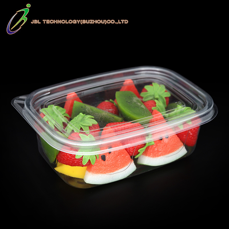 Wholesale Transparent PET Food Container Rectangle Disposable Takeaway Plastic Fruit Salad Packaging Box for Sweets Pastry