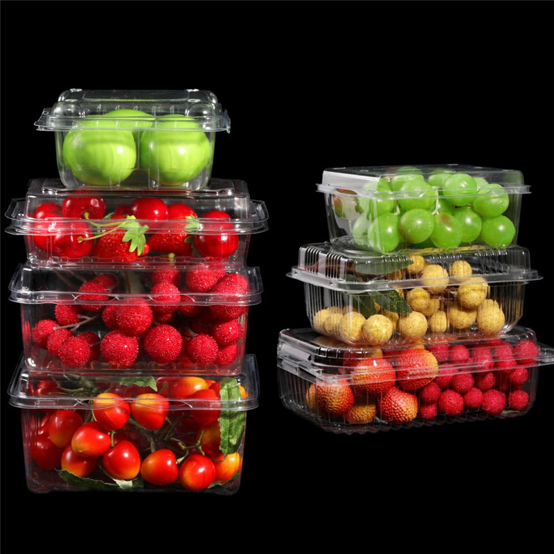 500g Food Grade Custom PET Plastic Clear Fruit Clamshell Box Strawberry Packaging Punnet for Supermarket