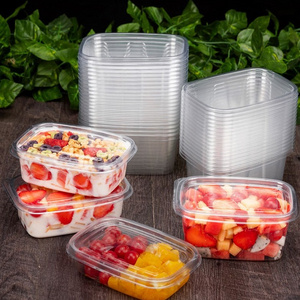 Wholesale Transparent PET Food Container Rectangle Disposable Takeaway Plastic Fruit Salad Packaging Box for Sweets Pastry