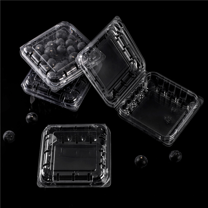 4.4oz 125g High Quality Recyclable Fruit Clamshell Container Clear Plastic Box Packaging Blackberry Blueberry Punnet