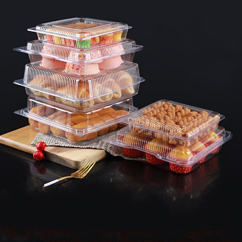 Disposable Clear Blister Food Packaging Container Cake Pastry Clamshell Plastic Box for Bakery Cake Gift Pastry Clear Packaging