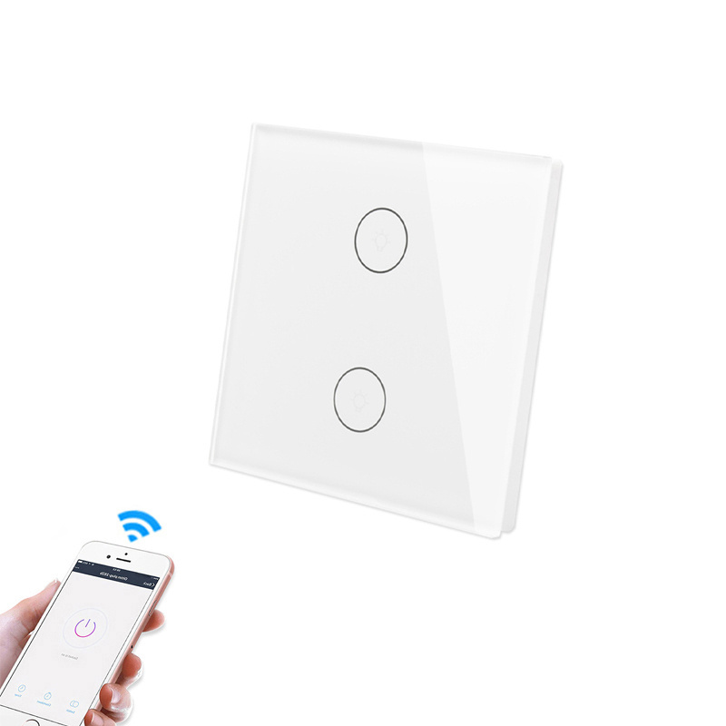 Tuya Smart Life App Remote Control 2gang EU UK Smart Touch WiFi Light Wall Switch white color or black color