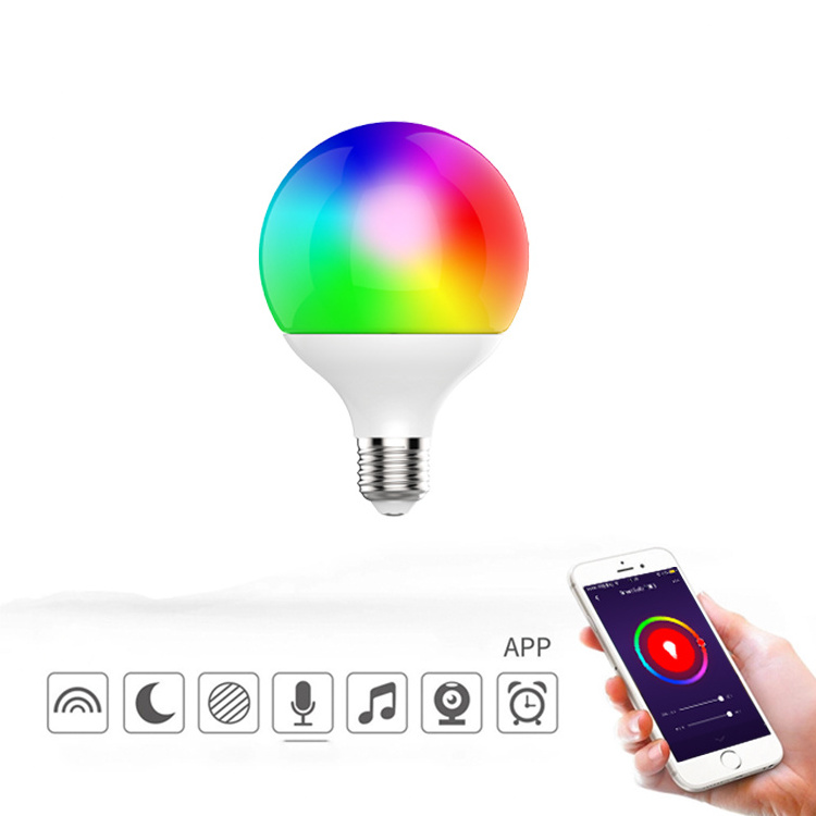 Tuya Smart E27 LED Globe Light Bulb, G95 Dimmable WIFI RGB LED Bulb, CCT Adjustable Follow the Music