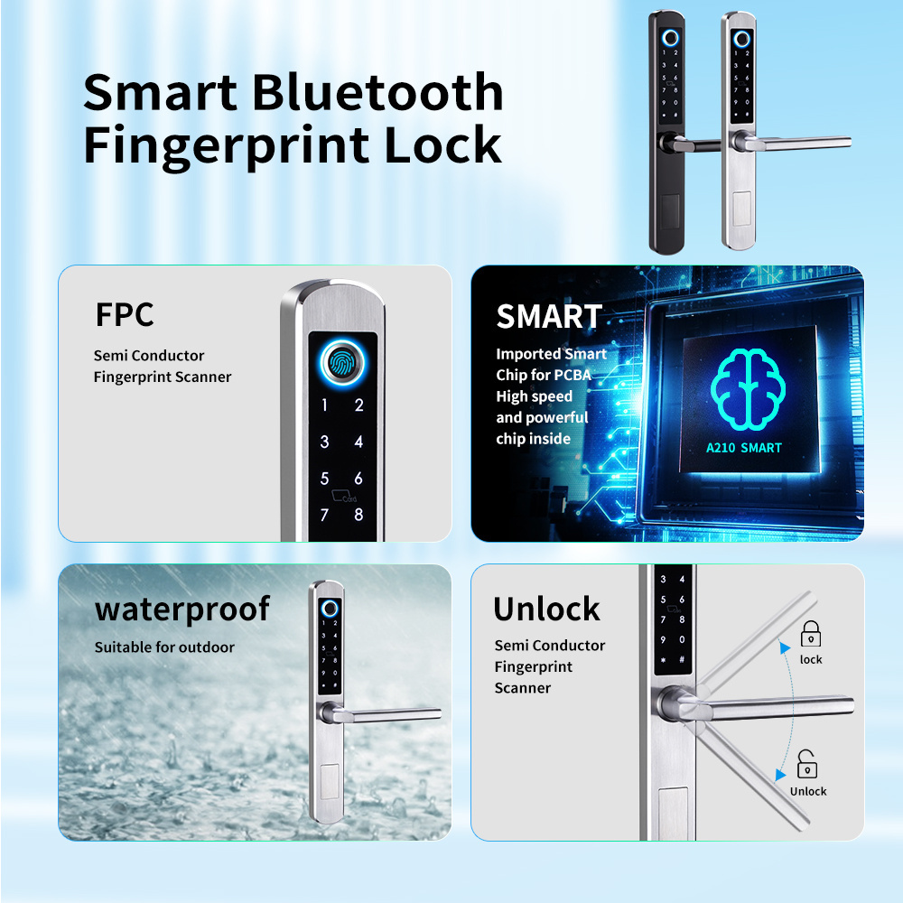 Tuya Smart TTlock Slim Aluminium Door Usage Waterproof Hook Sliding Door Smart Lock