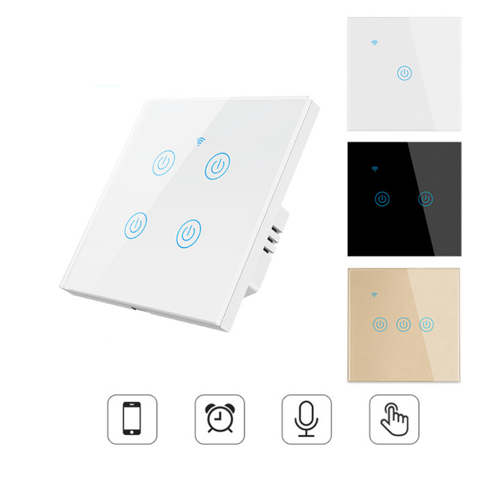 Tuya ZigBee Wireless Control Remote Smart life EU 1/2/3/4 Gang Glass Touch Light Wall Electrical Switch