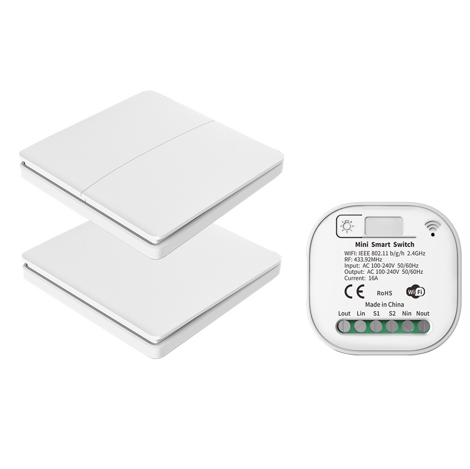 Tuya Smart Life 16A WiFi Switch Module With 2 Way Control RF No Battery No Wire Smart Home Light Switch Work For Alexa Google