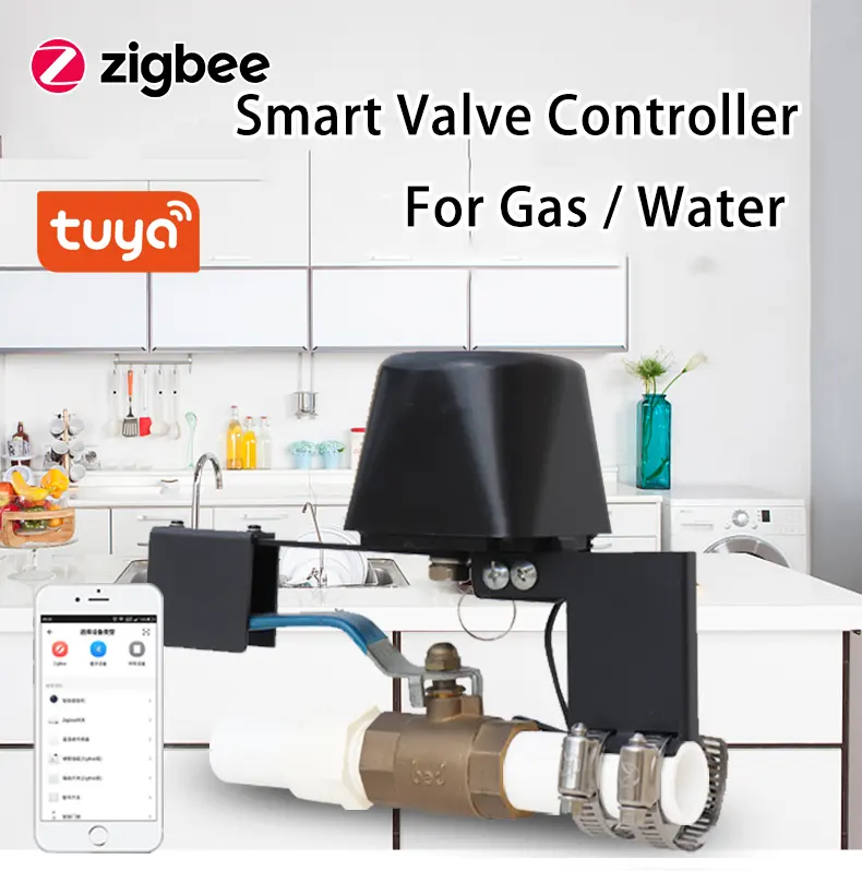 JBLYU Tuya Smart life App Remote Control Zigbee Smart Water Gas Leakage Valve Controller For Water Gas Pipeli Off /on