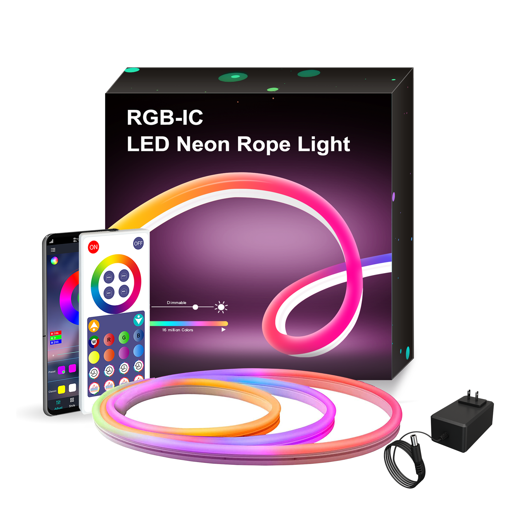 Rgbic Neon Light With Wifi Neon Rope Light Diy Light Bar App Control Music Sync Tv Backlight Game Living Room Bedroom smart life