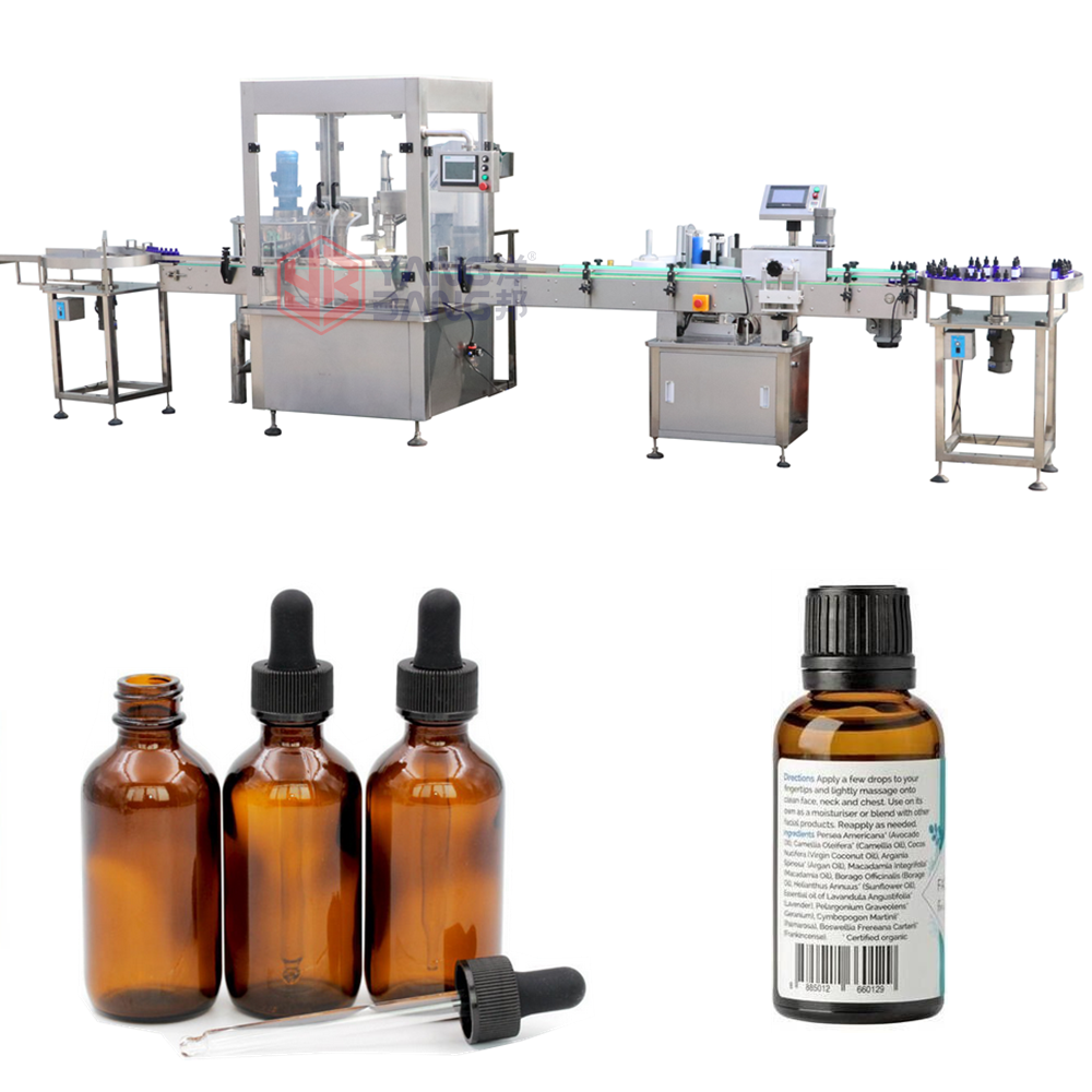 Automatic 10ml 30ml 60ml Small Bottle Liquid Spray Eye Drop Vial Glass Dropper Essential Oil Filling Machine and Capping Line