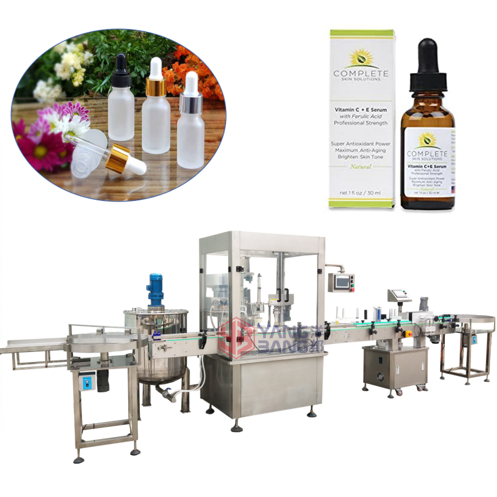 Automatic 10ml 30ml 60ml Small Bottle Liquid Spray Eye Drop Vial Glass Dropper Essential Oil Filling Machine and Capping Line