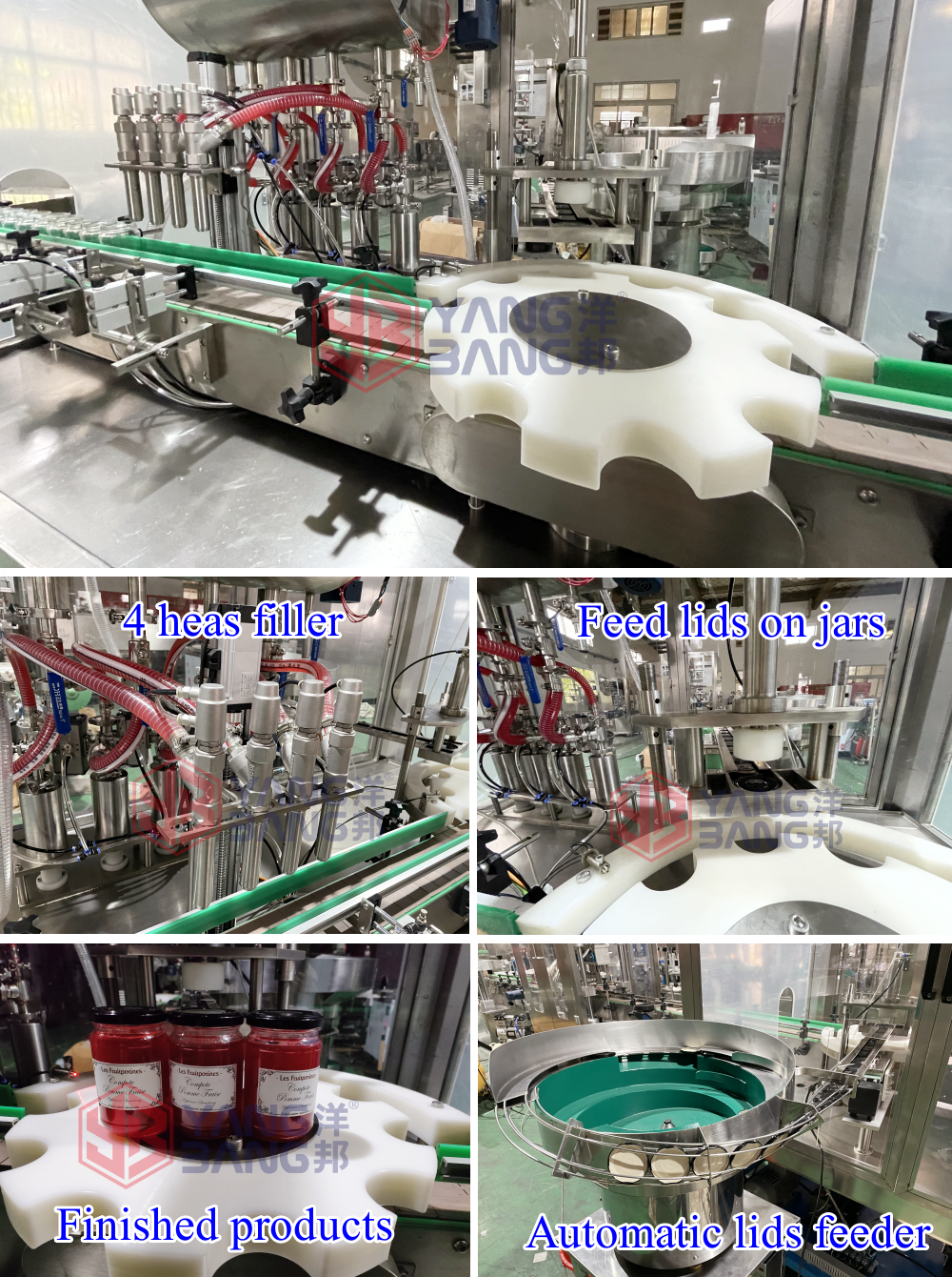 YB-JG4B Factory Price Peanut Butter Making Machine Glass Bottle Jar Peanut Butter Filling and Capping Machine