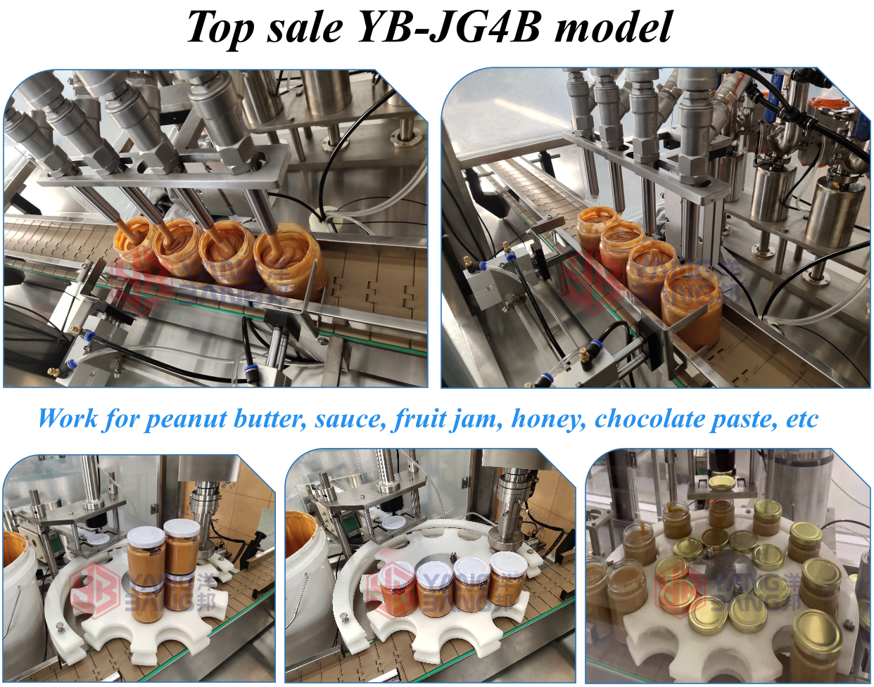 YB-JG4B Factory Price Peanut Butter Making Machine Glass Bottle Jar Peanut Butter Filling and Capping Machine