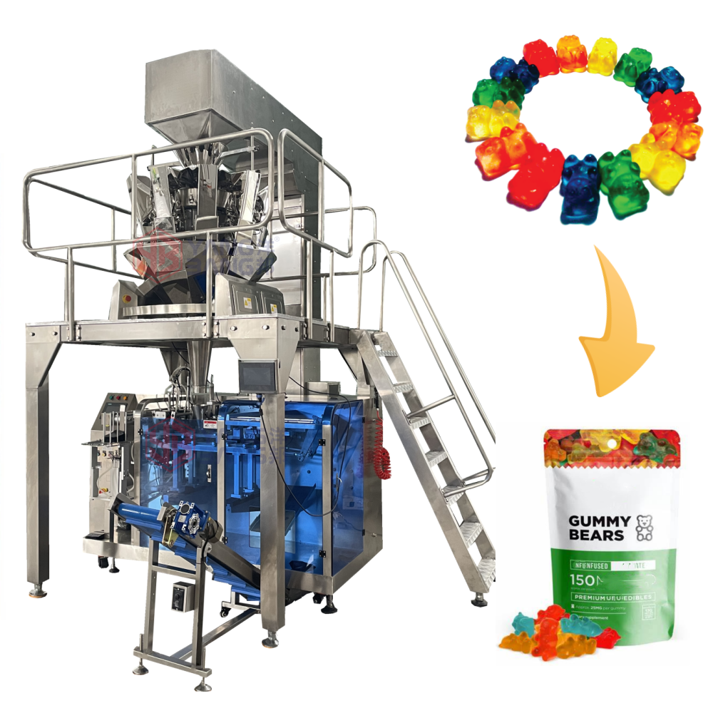 Automatic High Speed Zipper Bag Premade Doypack Gummy Bear Candy Counting Filling Packing Packaging Machine