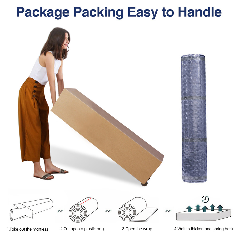 Euro top OEM/ODM well foam spring mattress king queen full size roll up pocket coil bed spring mattress  in a box