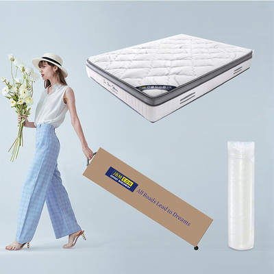 JBM 12 Inch Box Top king queen size natural latex Roll up pocket Spring memory foam cooling hotel bed Mattress in box