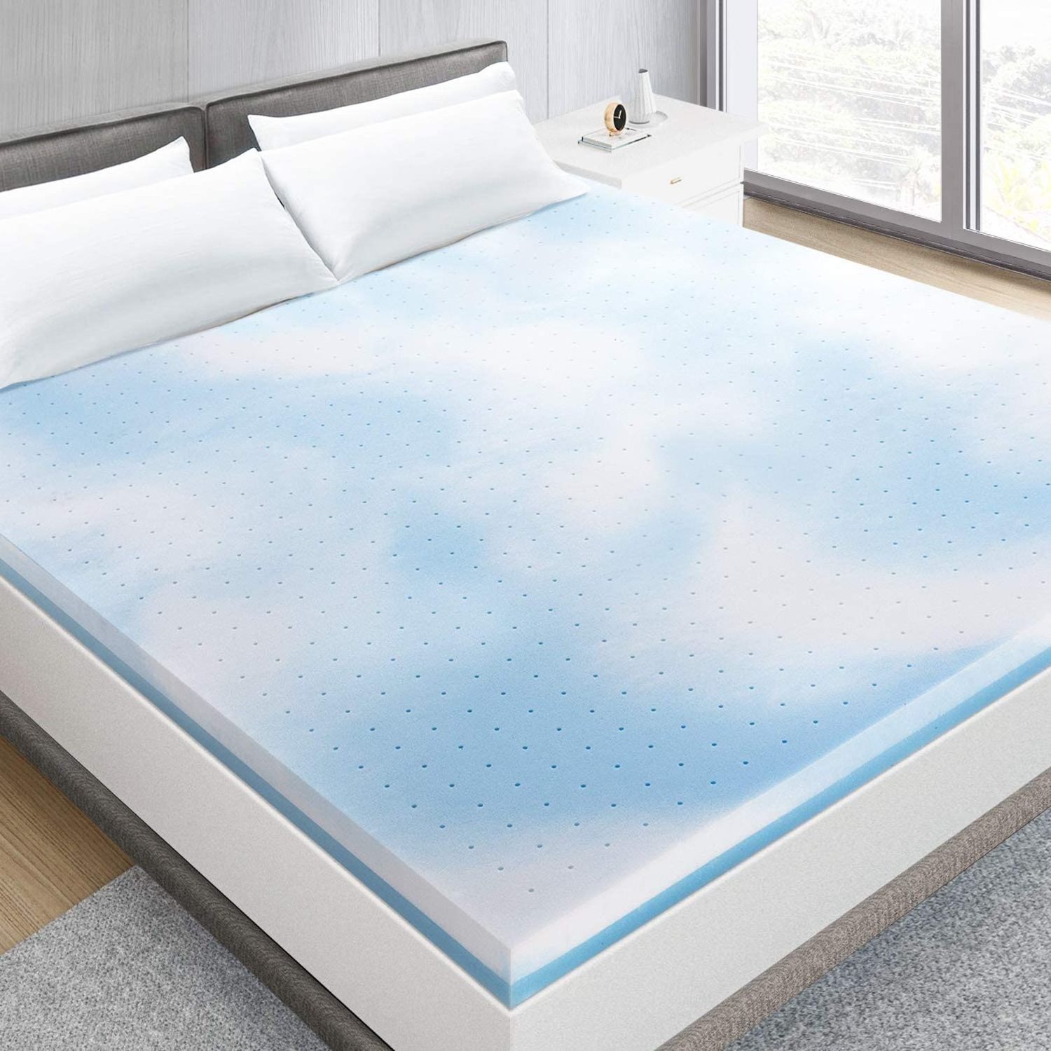 Factory price customized cooling King queen full size gel memory foam mattress topper