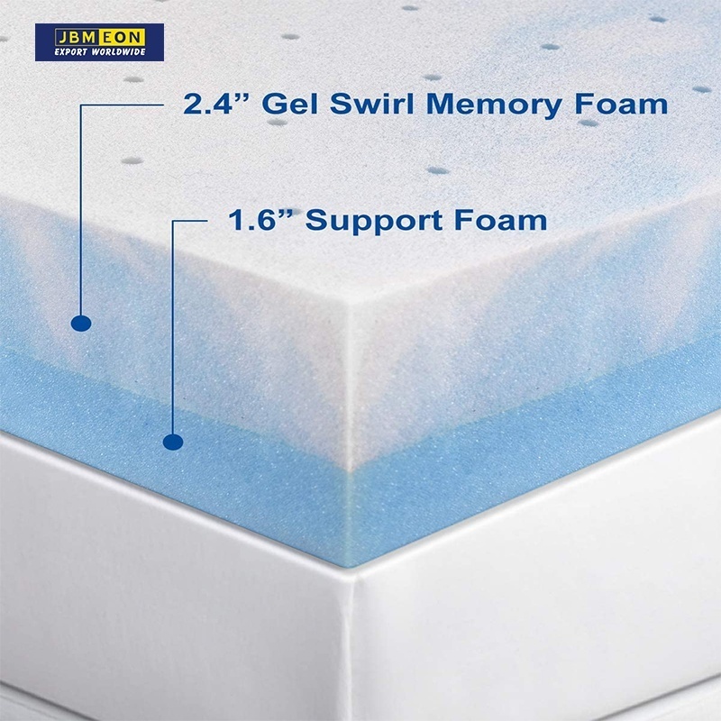 4 Inch Memory Foam Mattress Topper Full Size Cool Gel Swirl Foam Ventilated Bed Mattress Topper Home Furniture Fabric Knitted