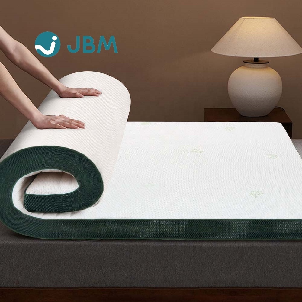 Tea Infused Foam King Size High Quality Sleep Bed Mattress Topper 2 Inch Green Home Furniture Knitted Fabric Household Furniture