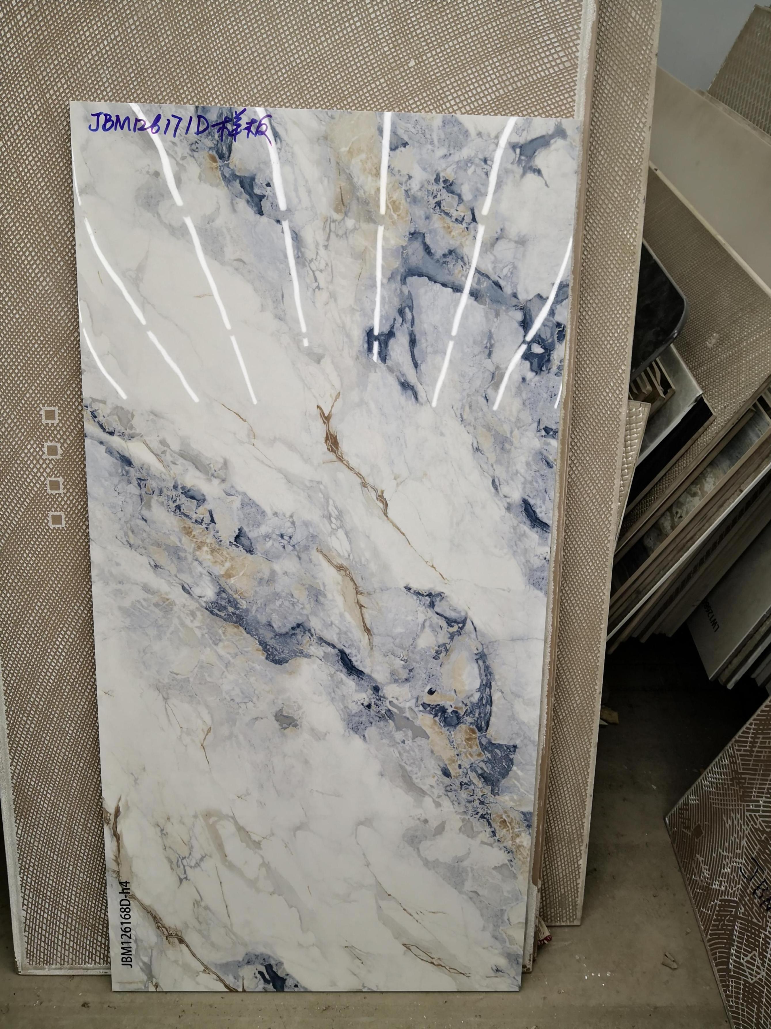 Foshan JBN 60x60 Blue Glossy Interior Glazed Porcelain Marble Floor Wall Tiles Modern Design Style Stone Texture Apartment Use