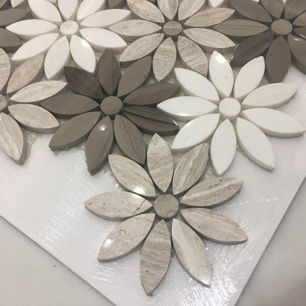 new designs home decor modern house marble flower peel and stick stone mosaic for floor