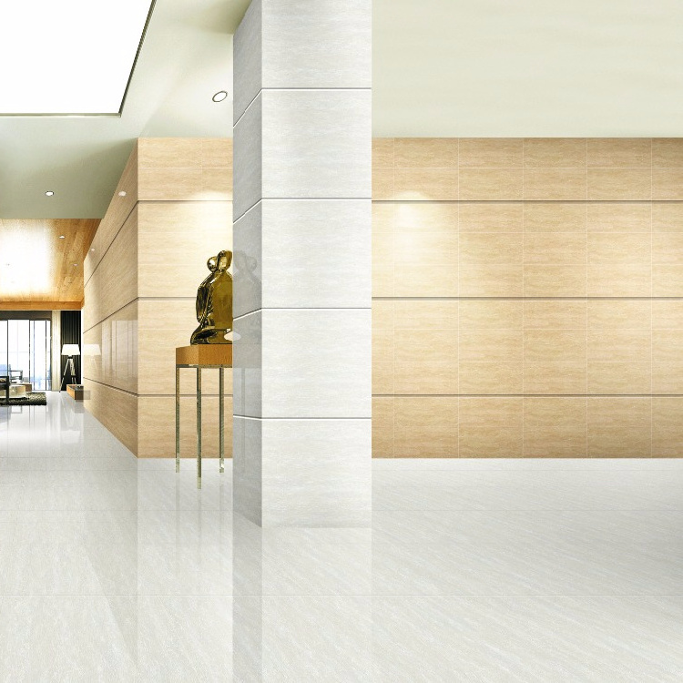 Foshan 600x600  golden line marble Beige Double loading floor porcelain tile Polished Porcelain tile