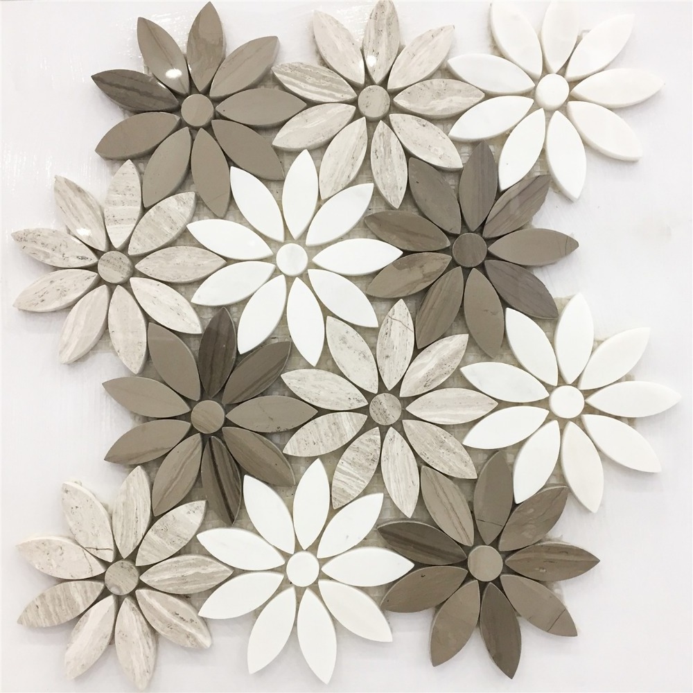 new designs home decor modern house marble flower peel and stick stone mosaic for floor