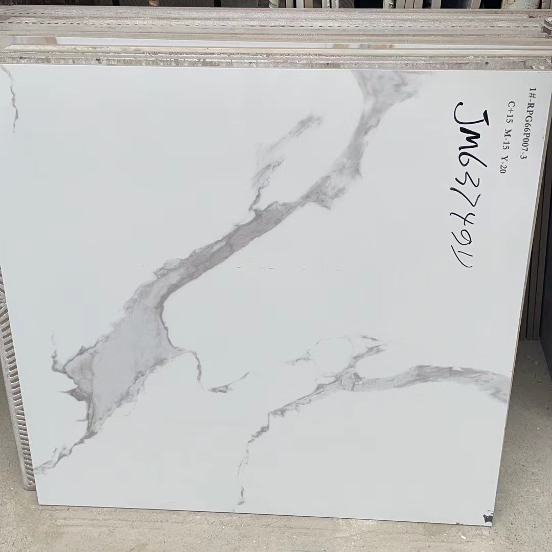 60x60 Glossy Carrara White porcelanato flooring tiles Standard White Marble Ceramic Tile For Floor