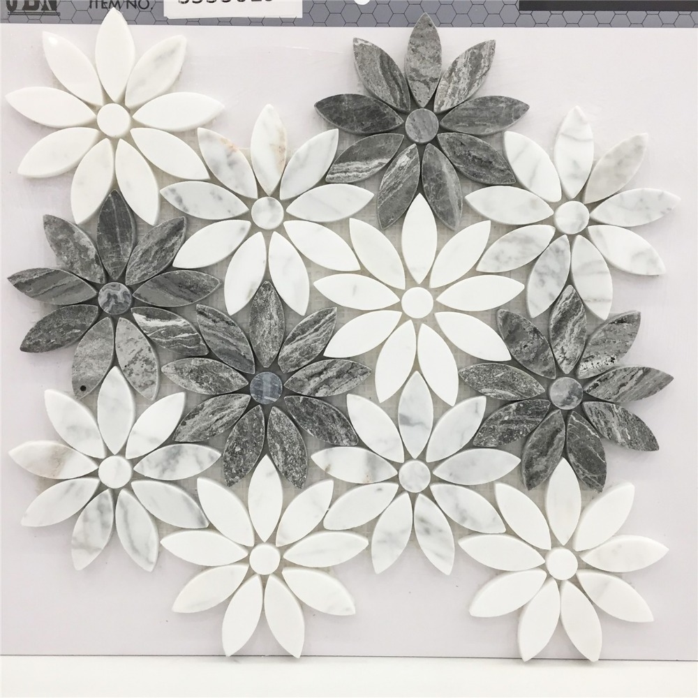 new designs home decor modern house marble flower peel and stick stone mosaic for floor