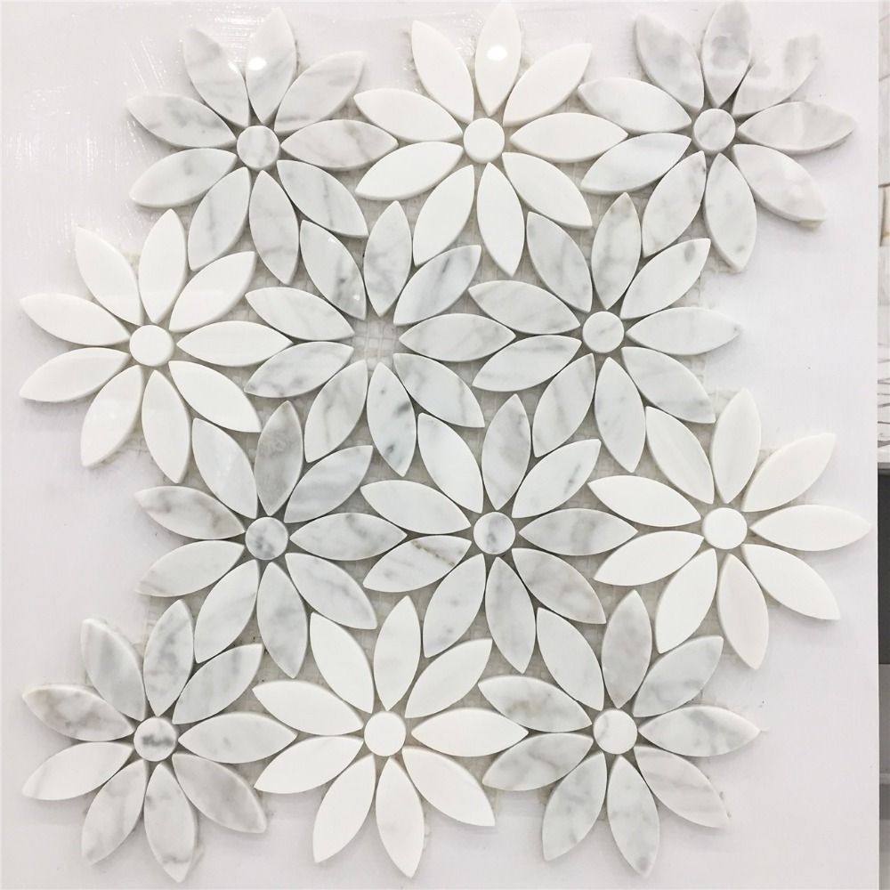 new designs home decor modern house marble flower peel and stick stone mosaic for floor