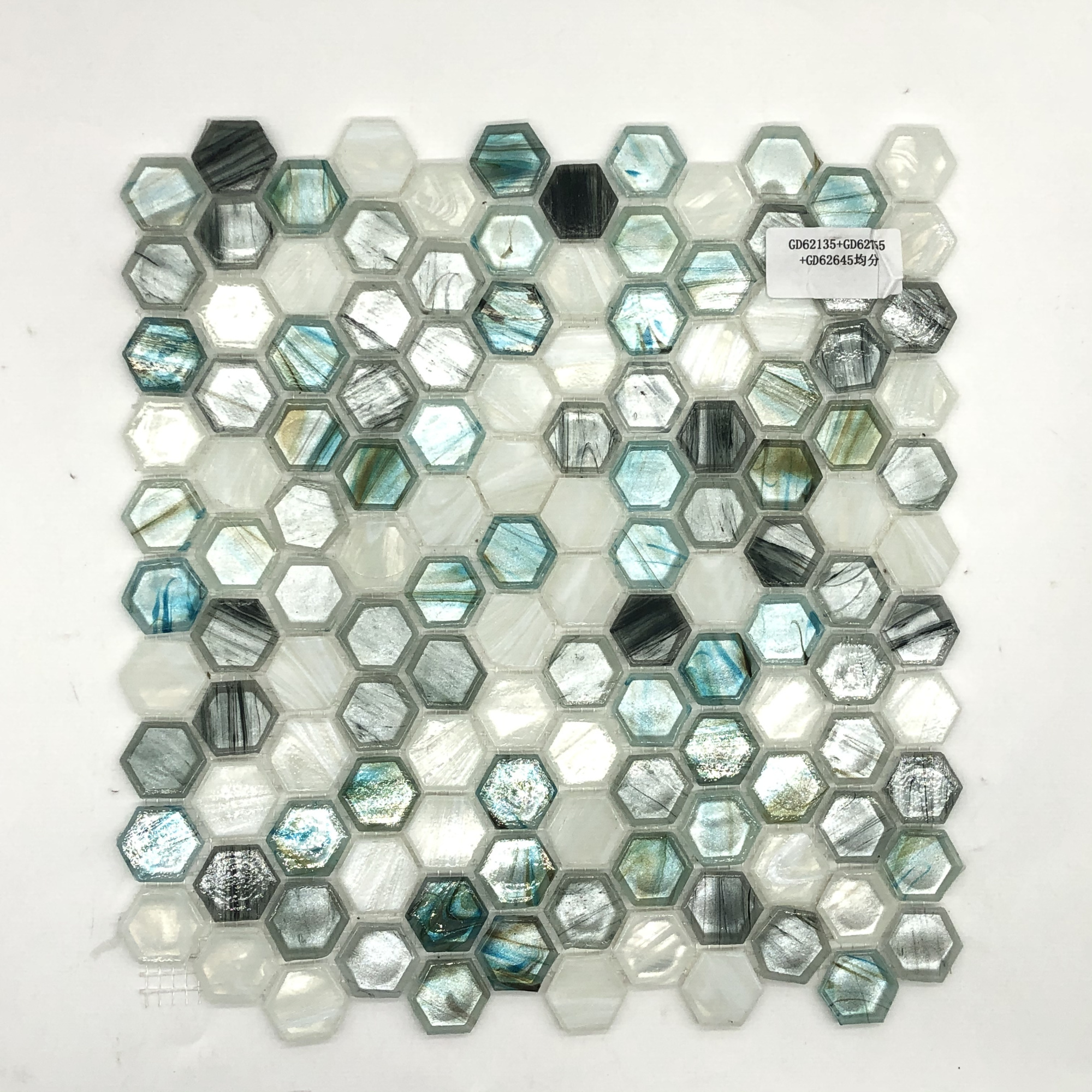 peel and stick mosaic hexagon shape chip pearl 6mm white green tiles price Bathroom Swimming Pool Glass Mosaic Tile