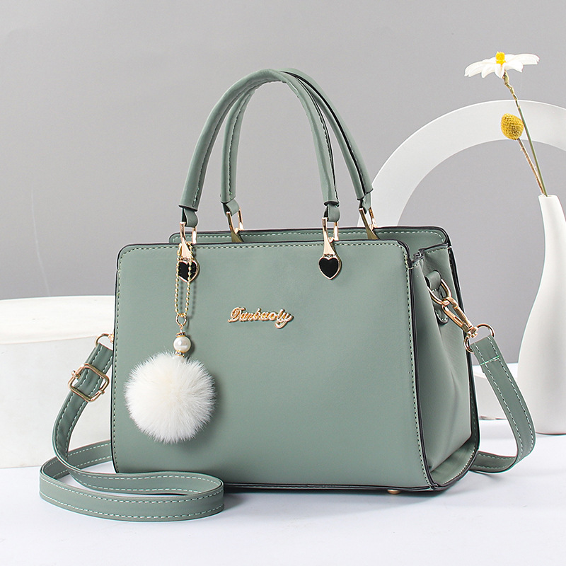 2024 Simple Women's Handbag Large Capacity Texture Skew Bag Fashion Cute Plush Ball Handbag For Women