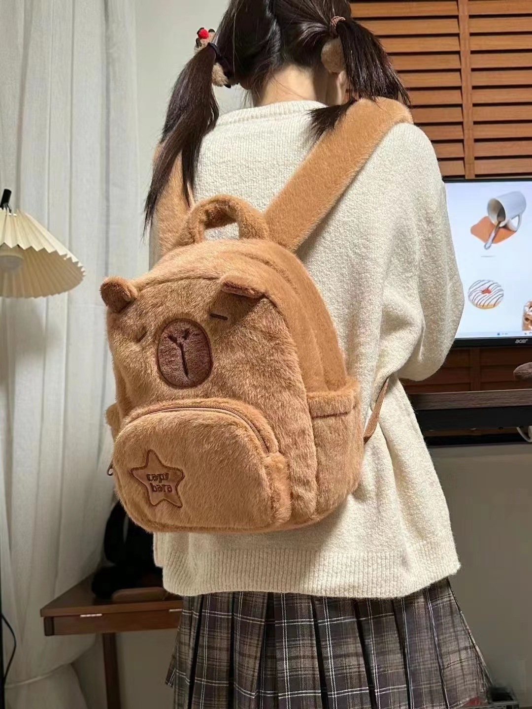 2024 New Capybara Plush Backpack Women's Large Capacity Cute Capybara Backpack Cute Plush Backpack For Child Kids