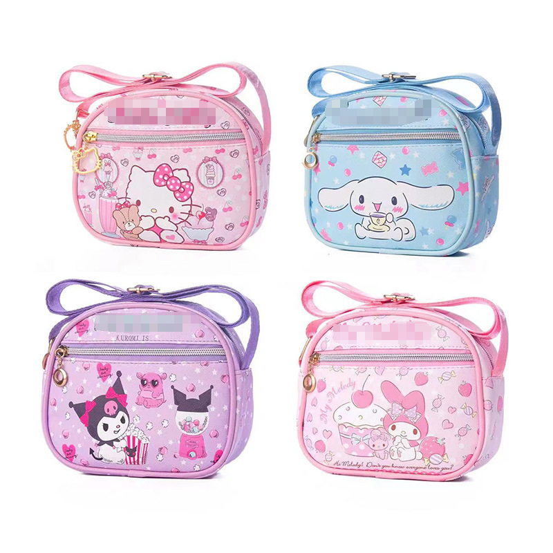 Waterproof Mini Storage Bag Cartoon Cute Kids Shoulder Bag Pink Melody KT Cat Blue Big Eared Dog Crossbody Backpack