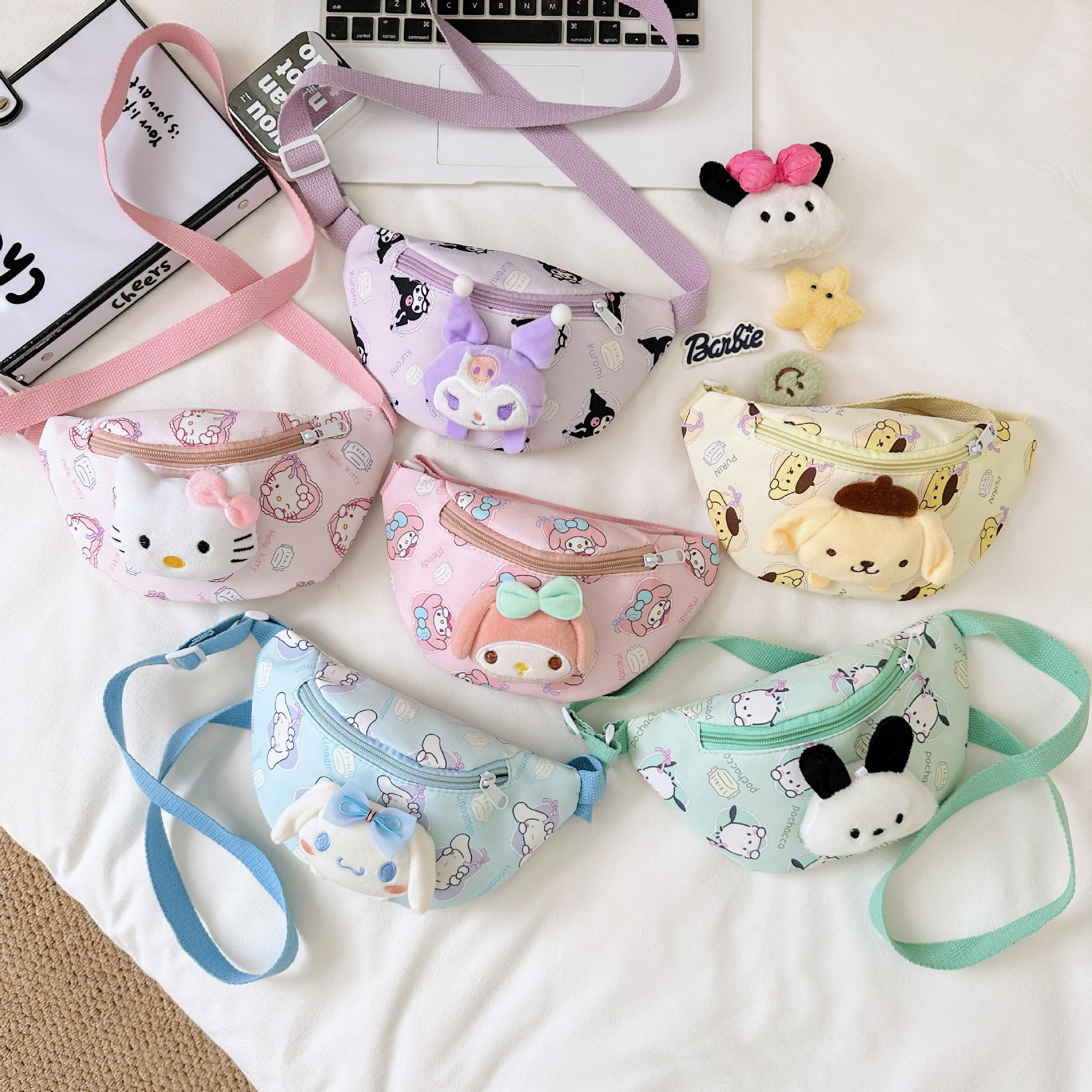 Casual Fashion Shoulder Bag Cartoon Cute Printed Chest Bag Kulami Pocha Dog KT Cat Crossbody Bag For Boy Girls