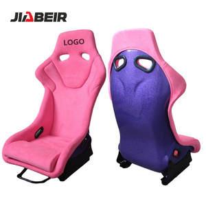 JBR9001 Fixed Pink Suede Shinny Purple Glitter Back Fiber glass Car Racing Bucket Seats