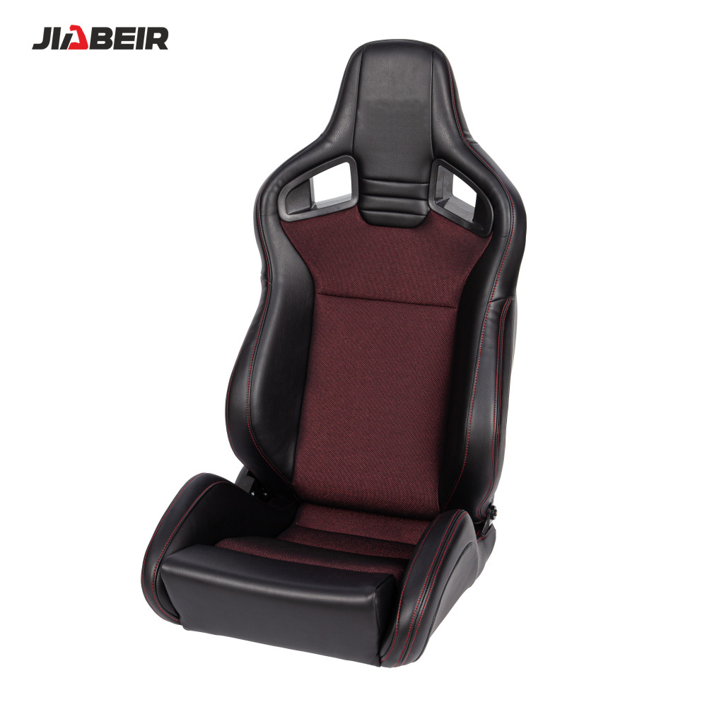 JBR1039 Recline Black Leather Breathable Mesh Fabric Sport Bucket Racing Car Seat