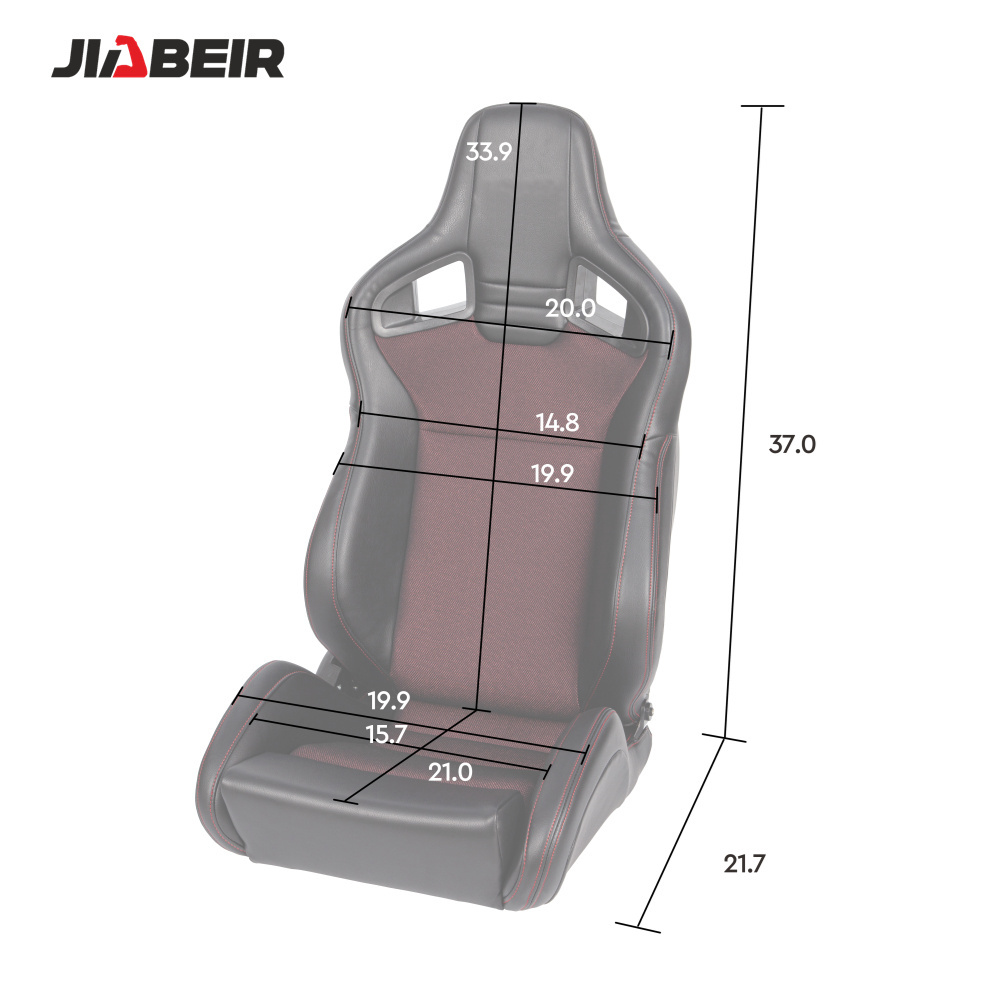 JBR1039 Recline Black Leather Breathable Mesh Fabric Sport Bucket Racing Car Seat