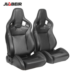 JBR1039 Universal Black PU Leather with Sliders Sport Bucket Racing Car Seat