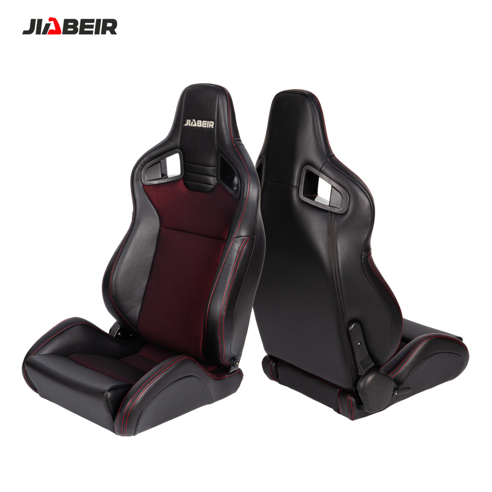 JBR1039 Recline Black Leather Breathable Mesh Fabric Sport Bucket Racing Car Seat