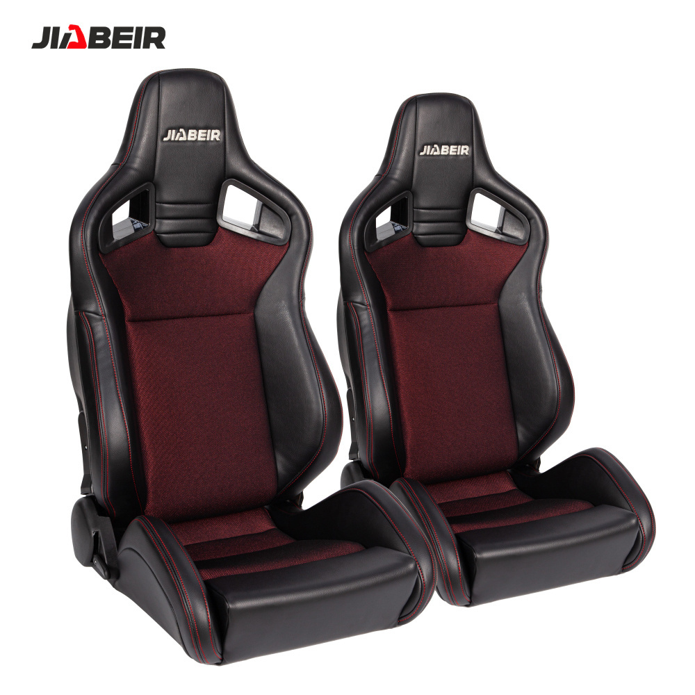 JBR1039 Recline Black Leather Breathable Mesh Fabric Sport Bucket Racing Car Seat