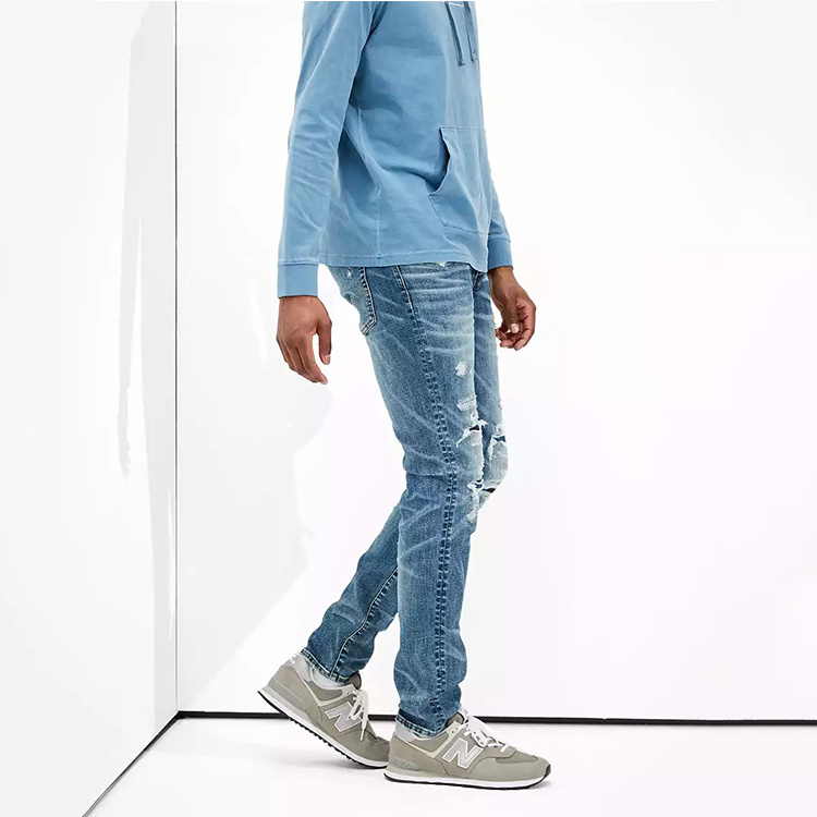 Turkish jeans wholesale mens denim biker ripped men distressed jeans