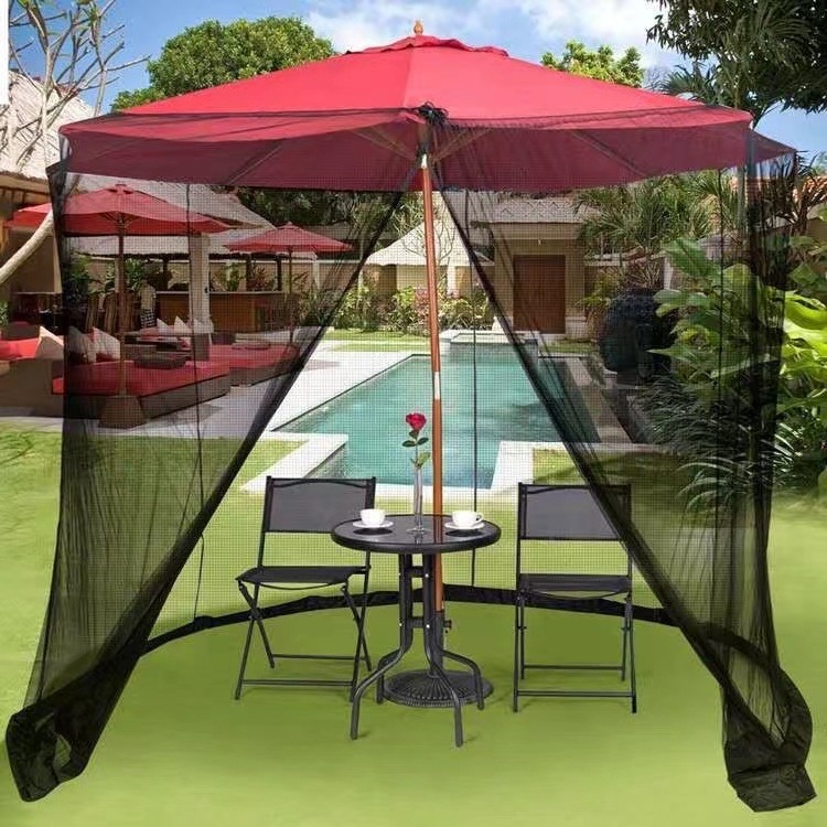 Outdoor courtyard mosquito net gauze outdoor Roman umbrella portable straight umbrella gauze