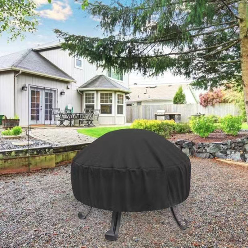 Outdoor circular fire bed cover 210D Oxford cloth waterproof and dustproof fire basin cover Outdoor furniture cover