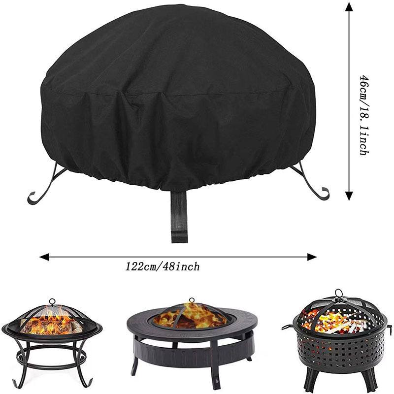 Outdoor circular fire bed cover 210D Oxford cloth waterproof and dustproof fire basin cover Outdoor furniture cover