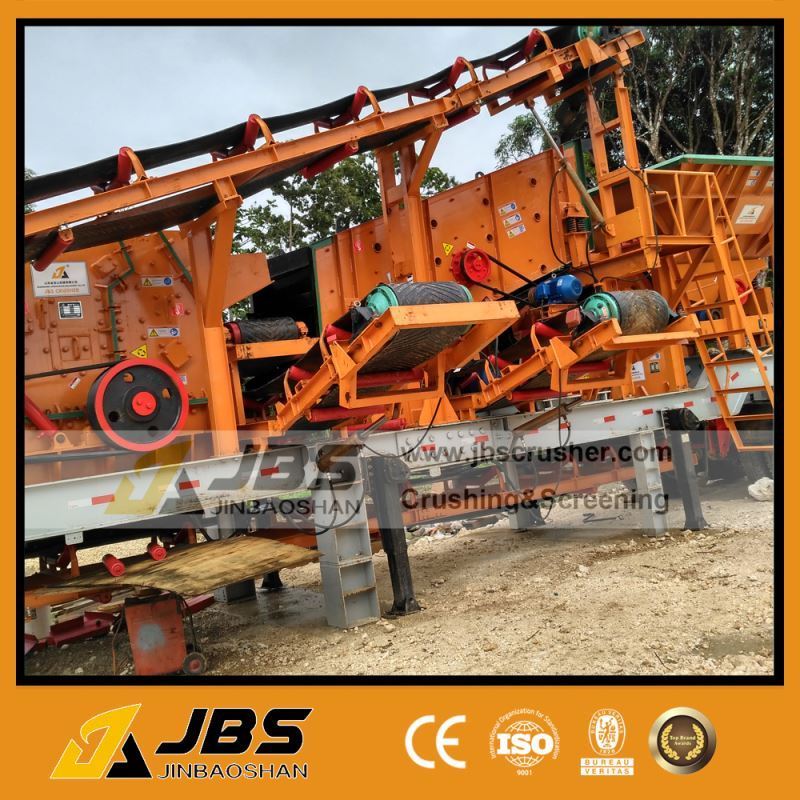 Widely used complete mobile crushing line with jaw crusher and impact crusher and screen