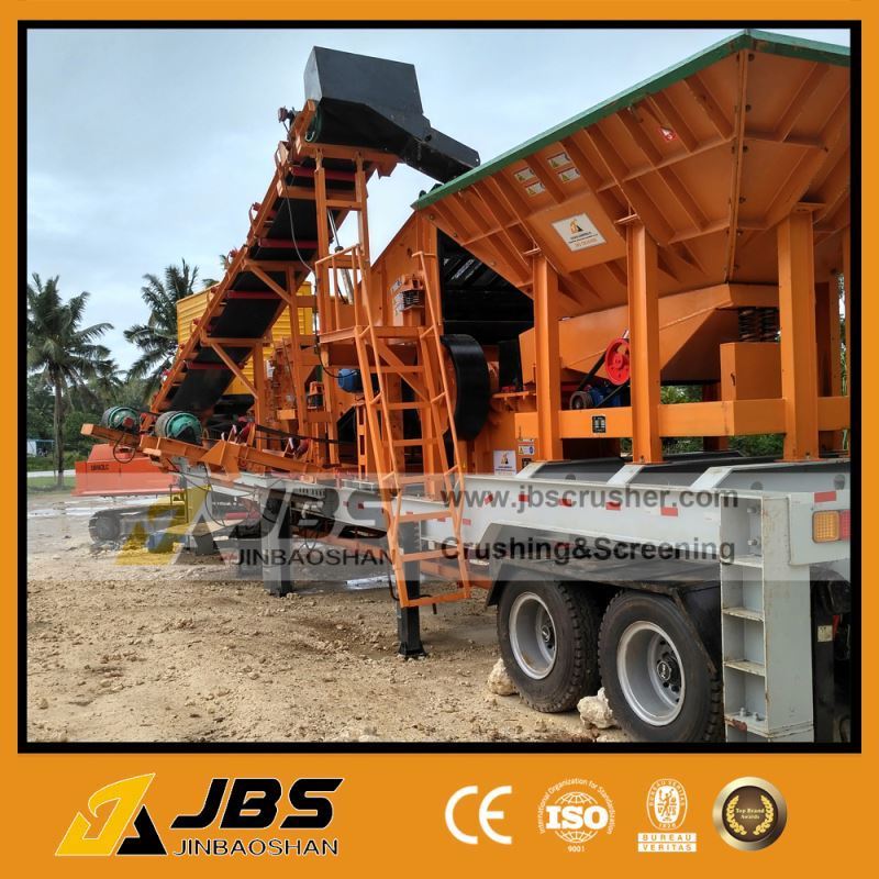 Widely used complete mobile crushing line with jaw crusher and impact crusher and screen