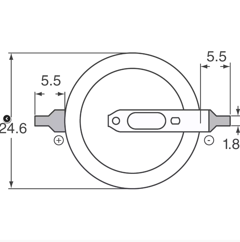 Lithium battery CR-2477/F2N with solder tabs pins