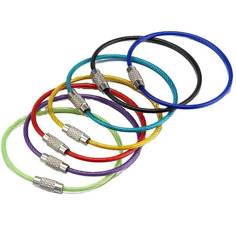 Screw Locking Metal Stainless Steel Wire Cable Stainless Steel Wire Keychain Loops 1.5 X150mm String  for Luggage