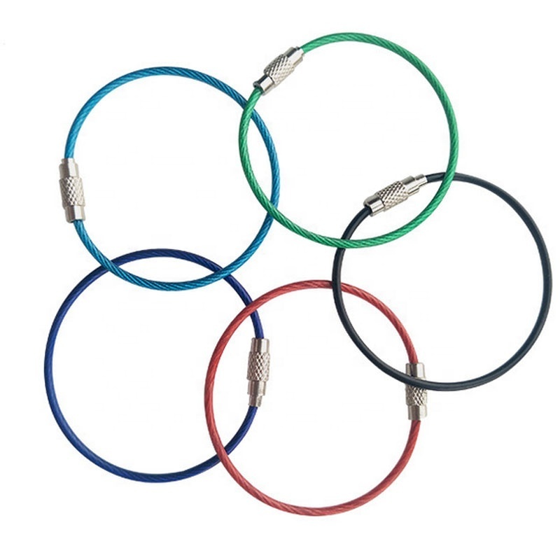 Screw Locking Metal Stainless Steel Wire Cable Stainless Steel Wire Keychain Loops 1.5 X150mm String  for Luggage